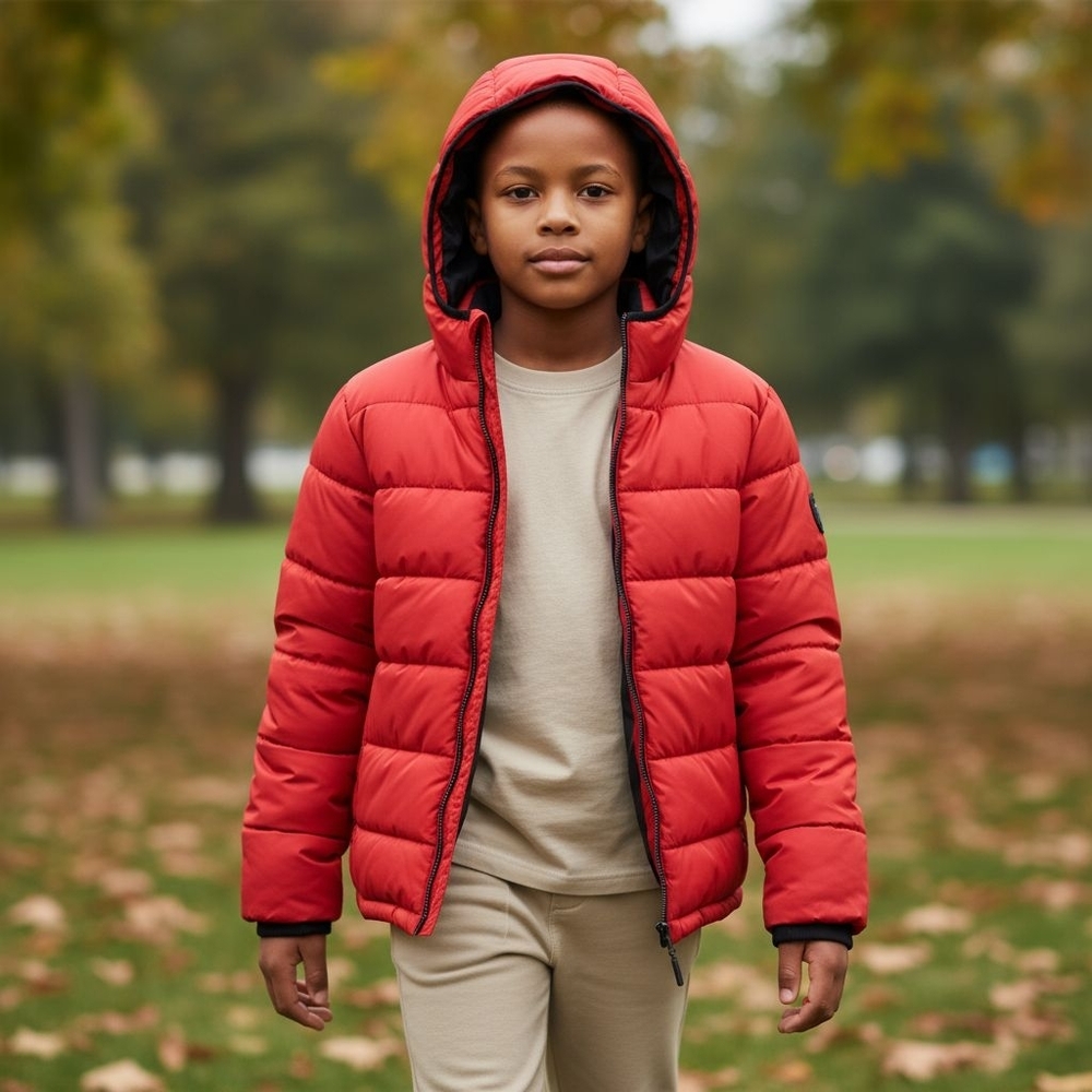 Faded Glory Kids Red Puffer Jacket size LARGE 10/12
